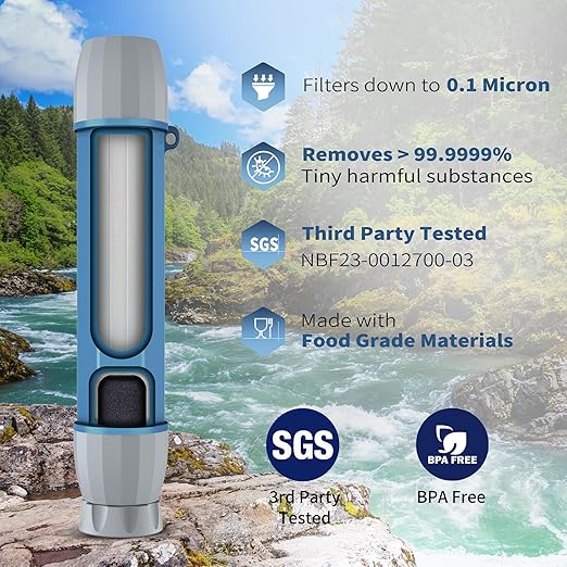 4 Pack Water Filter Straw, Portable Personal Water Filtration System, Water Purifier Survival, Emergency Preparedness for Camping Hiking Drinking Travel Hunting and Family Outing