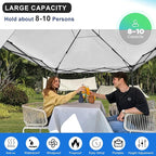 KAMPKEEPER 10x10 Pop Up Canopy Tent with 2 Sidewalls, Beach Tent - Easy Outdoor Sun Shade for Events, Parties, Camping - Gazebo with 4 Weight Bags & Carry Bag.（White）