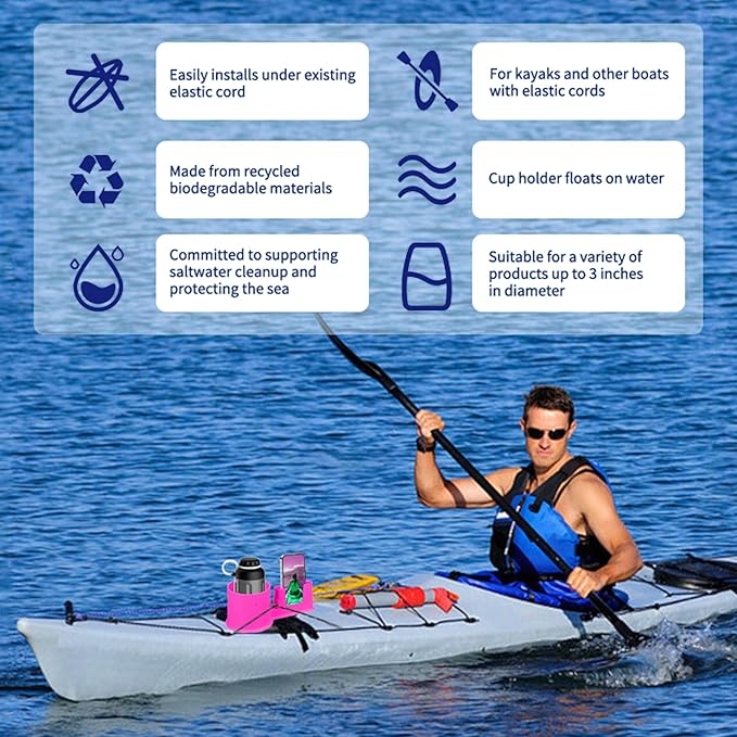 Paddleboard Cup Holder，Non-Tipping Kayak Cup Paddle Board and Stand Up Paddle Board Accessories，2 in 1 Stand Up Paddleboard Drink Holder for Types of Cup Bottle Drink & Phone Holder