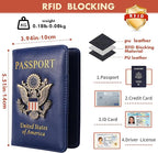 Passport Holder Cover Travel Wallet RFID Blocking Leather Family Passport Organization Personalized Wallet for Men or Women (Blue)
