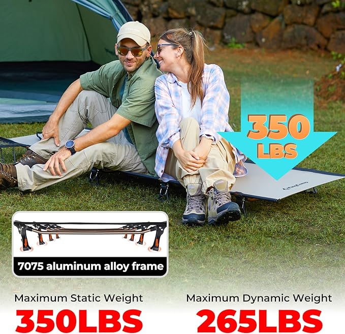 KingCamp Ultralight Compact Folding Camping Cot Bed, 4.9 Pounds (Green)