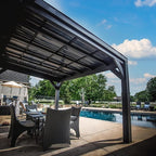 Backyard Discovery Stonebridge 12' x 9.5' Galvanized Steel Outdoor Gazebo Pavilion with Hardtop Slope Roof, Snow Load Support, Wind Resistance, PowerPort, Shade for Garden, Patio, Deck, Entertaining