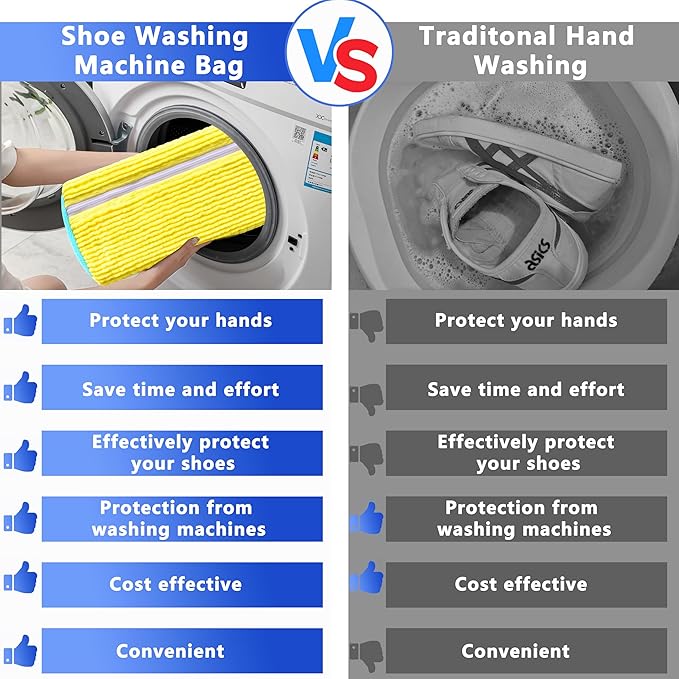 2Pcs Reusable Shoe Washing Machine Bag for Washer and Dryer:Free Up Hands, Prevent Deformation,shoe bag with Zipper Protection Design, Use for all Shoes,Sports Shoes