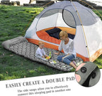 MEI&CO Lightweight Convertible Double Inflatable Camping Pad – 2-in-1 Single Pads Built-in Pillow – Quick Inflate Foot Pump, 660lb Capacity – Perfect for Couples & Family Adventures (2, Gray)