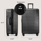 U.S. Traveler Boren Expandable Hardside Rugged Travel Luggage with 8 Spinner Wheels, Black, 3-Piece Set