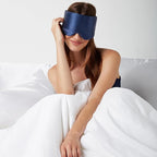 Dore & Rose Deep Sleep Mask Light Blocking, 23 Momme Mulberry Silk Eye Mask, Ultra Soft, Adjustable - Travel Sleeping Mask for Men & Women - Dark Blue
