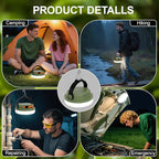 Outdoor Camping lamp Rechargeable lamp, Portable Lighting lamp. Equipped with 6 Brightness Settings, Tent lamp with Hook, Suitable for Power outages, Hiking, and Emergencies. (Army Green)