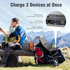 Portable Power Station with Foldable Solar Panel 30W, Portable Power Bank with AC Outlet 110V 120W, USB-C for Smart Devices Camping RV Travel VanLife Hiking Fishing-Orange