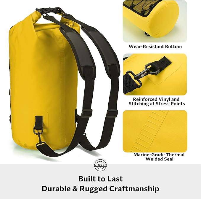 STOVER 5/10/25/30/40/55L Waterproof Backpack- Floating Dry Bag for Kayaking, Travel, Beach, Hiking, & Camping, Men/Women