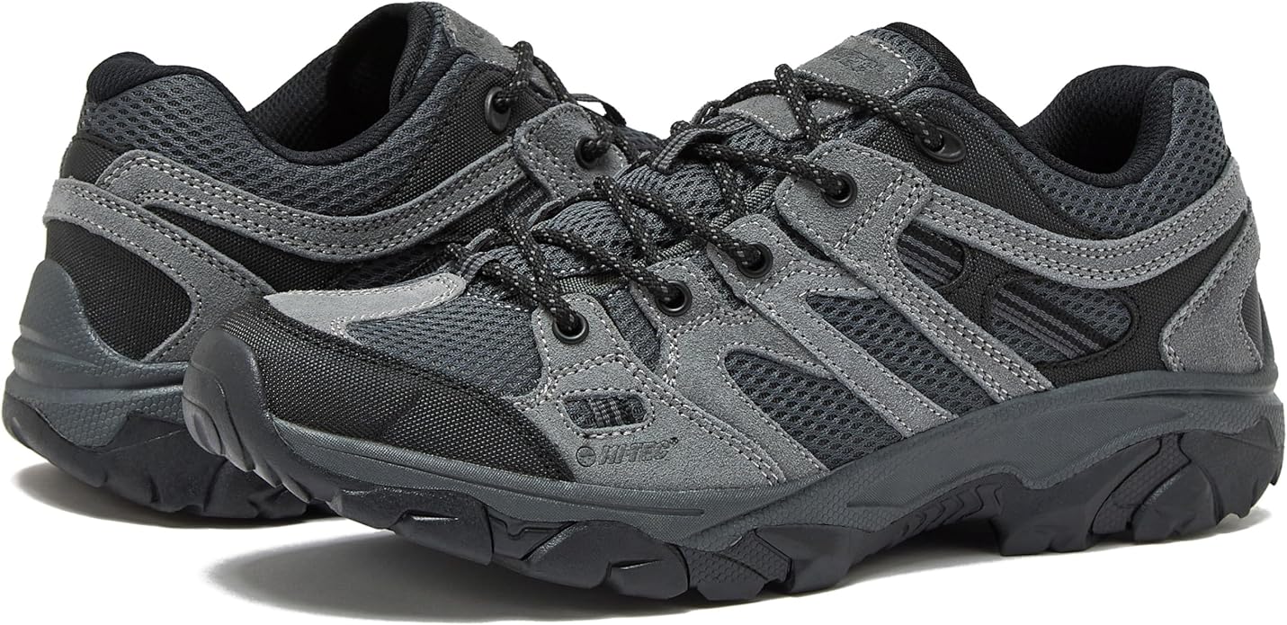 HI-TEC Ridge Low Waterproof Hiking Shoes for Men, Lightweight Breathable Outdoor Trekking and Trail Sneakers, Sizes 7 to 15, Medium and Wide Width