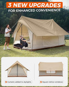 KingCamp Camping Tent 6-8 Person, Weatherproof Hot Tent Large Family Cabin Tents with Stove Jack, Waterproof & Windproof for Family Camping & Outdoor Parties
