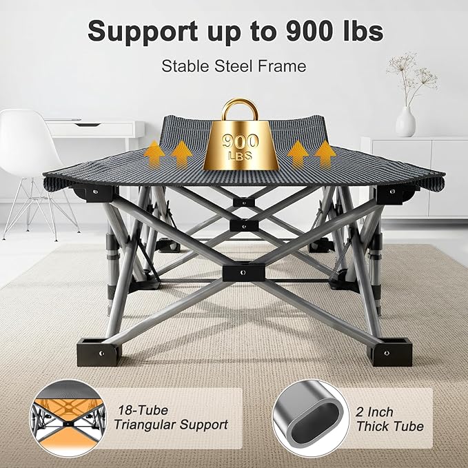 ABORON XXL Camping Cot for Adults 900LBS - 78"×32" Oversized Folding Bed with Mattress Pad, Heavy Duty 1200D Oxford Outdoor Cot with Carry Bag