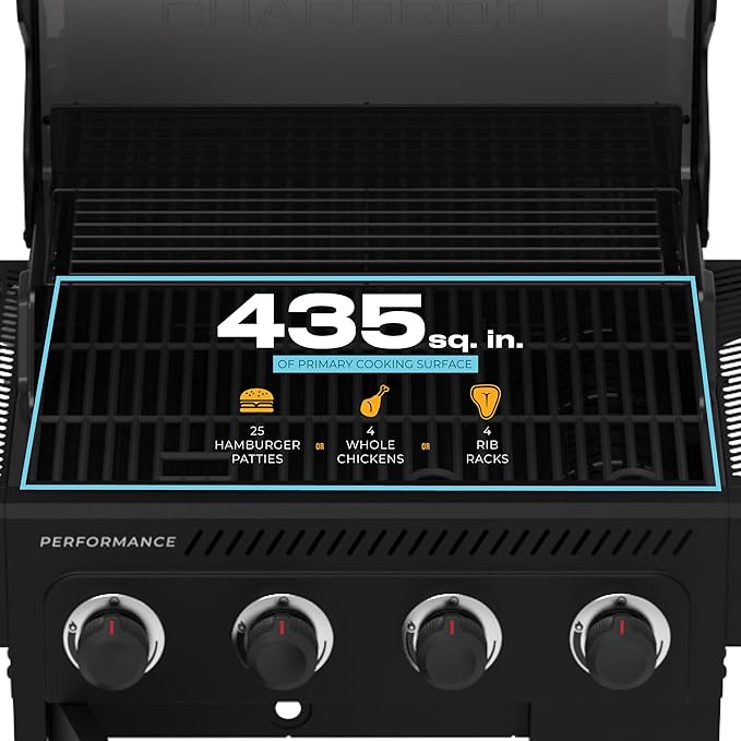 Charbroil Performance Series 4-Burner Gas Grill Cabinet with Side Burner, Black - 463253925