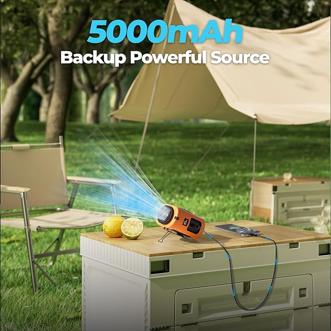 Portable Waist Fan, 4 Speeds 13000RPM Strong Airflow, Clip On Belt & Rechargeable, Battery Operated 24Hrs, Power Bank, Hands-Free Personal Shirt Fan for Outdoor Jobsite Camping Travel