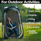 Sports Tent: Flycoop Portable Weather Pop Up Pod 1 Person to Provide Shelter from Wind Rain and Cold Weather Shelter for Outdoor Activities, Sports Events, Camping and Hiking