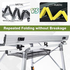 Folding Outdoor Camping Table with Adjustable Legs, Lightweight Aluminum Roll Up Camp Table with Carrying Bag, Mesh Storage Organizer, for Cooking, Picnic, Beach, Backyards, BBQ, Party