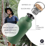 Bambaw 24 oz Stainless Steel Water Bottle, Green, Dishwasher Safe, Non Insulated, No Straw Sage Green