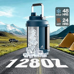 Gallon Water Jug for Outdoors: 2-in-1 Straw Spout Lid, Dual Handle, Leakproof, Keep Cold 48H, 128 oz Insulated Water Bottle for Men, Travel, Gym, Trip, Workout, Camping, Hydration, Fitness (Deepsea)