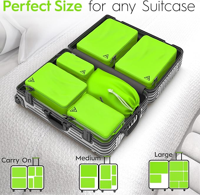 8-Piece Deluxe Compression Packing Cubes Travel - Maximize Space In Luggage With Double Capacity Design, Luxury Compressible Packing Cubes For Travel, Large, Small, & Medium Set