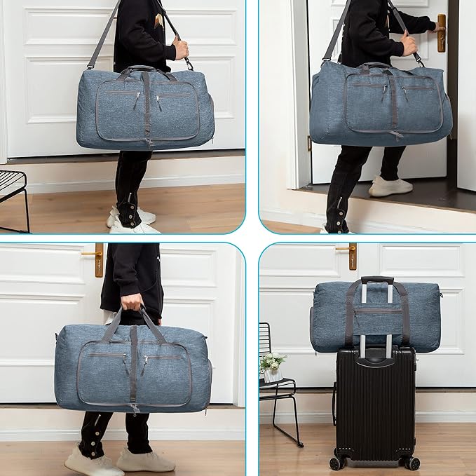 Vomgomfom Travel Duffle Bag for Men,65L 85L 115L Foldable Travel Duffel Bag with Shoes Compartment Overnight Bag for Men Women