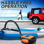 Paddle Board Pump Electric Portable, SUP Pump for Paddleboard, 20PSI Air Compressor with Auto-Off, Deflation Function and 12V DC Car Connector for Inflatables, Kayaks and Boats