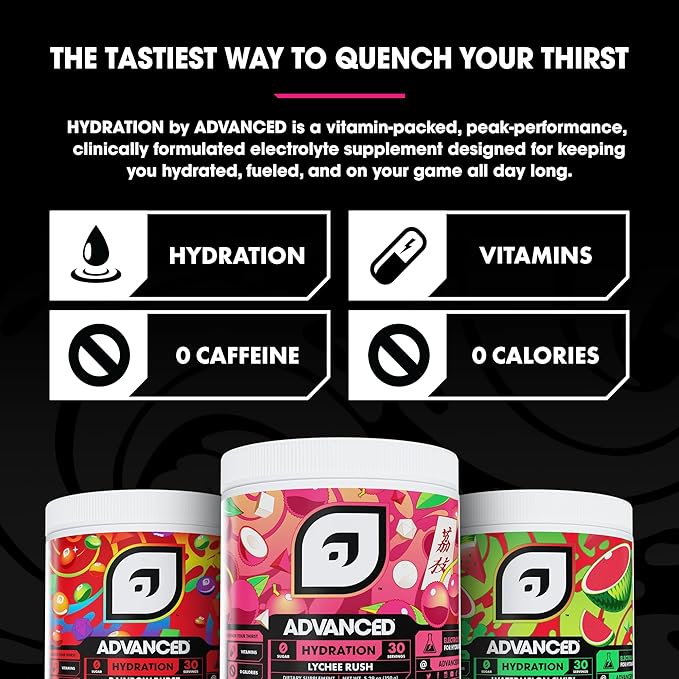 Advanced Hydration High-Performance Electrolyte Drink Mix with B Vitamins for All-Day Hydration - Caffeine Free, Zero Calories, Sugar Free, & Keto Friendly - (30 Servings, White Grape)