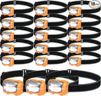 Macarrie 18 Pack LED Headlamps IPX4 Waterproof 3 Modes Headlamp Flashlight Bright Head Lights Camping Accessories for Adults Kids Hiking, Running, Repairing, Fishing, Batteries Not Included(Orange)
