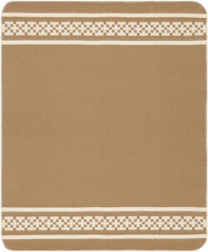Inca Wall Thick Alpaca Wool Blanket Heavyweight Camping Outdoors Indoors Soft Peru Twin Size New Ethnic Design (Soft Camel/Ivory, Twin Size)