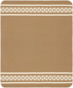 Inca Wall Thick Alpaca Wool Blanket Heavyweight Camping Outdoors Indoors Soft Peru Twin Size New Ethnic Design (Soft Camel/Ivory, Twin Size)