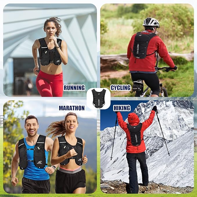 Running Vest for Women & Men, Lightweight 150g Hydration Backpack, 6L Pack for Trail Running, Marathon, Hiking, Cycling, Jogging, Adjustable Fit