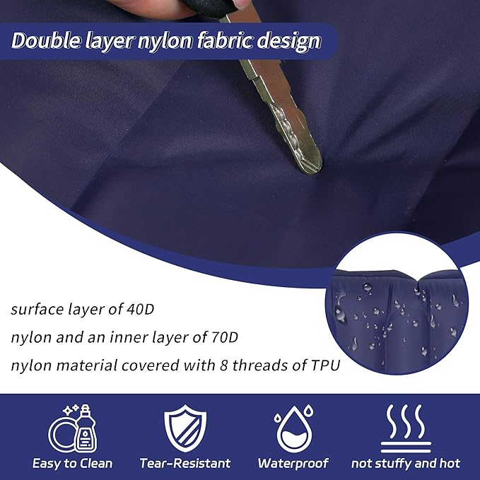 40D Self-Inflating Camping Pad, Insulated Ultralight Sleeping Mat for Backpacking, Winter Camping, 2-Layer Anti-Leak Design w/Built-in Pillow, Foot Pump Foldable Pad, Navy Blue