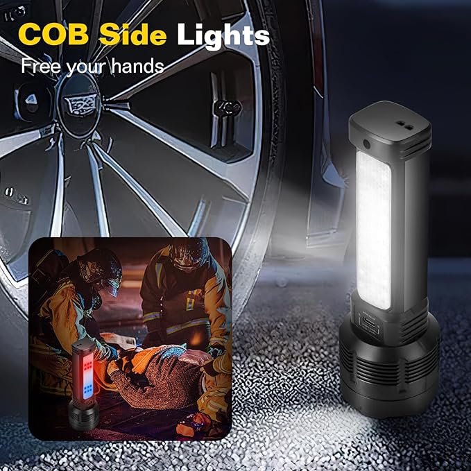 2 Pack LED Rechargeable Flashlight - 20000 Lumens Super Bright Tactical Flash Light, Compact & Waterproof, Long-Lasting Battery, Solar Flashlights for Home, Camping,Hiking, Emergencies, Adventures