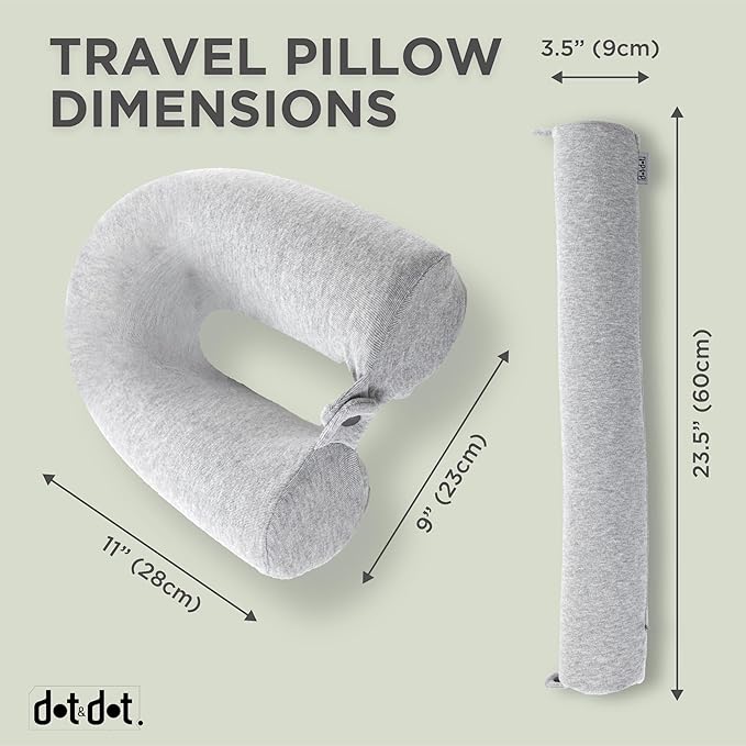 Dot&Dot Twist Memory Foam Kids Travel Pillow for Airplanes - Kids Neck Pillows for Travel, Sleeping - Airplane Pillow for Neck Support, Chin, Lumbar, Leg - Adjustable Toddler Neck Pillow for Car Seat