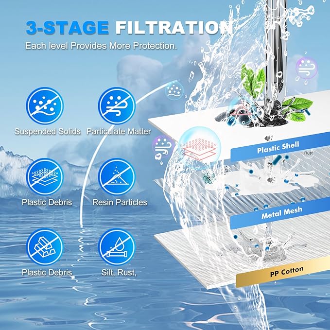 Purewell® K8680 RO Water Purifier System，Replacement Component PP Cotton Pre-Filter，3-Stage Portable Water Filtration,Survival Gear Purification for Drinking，Team Camping，Travel