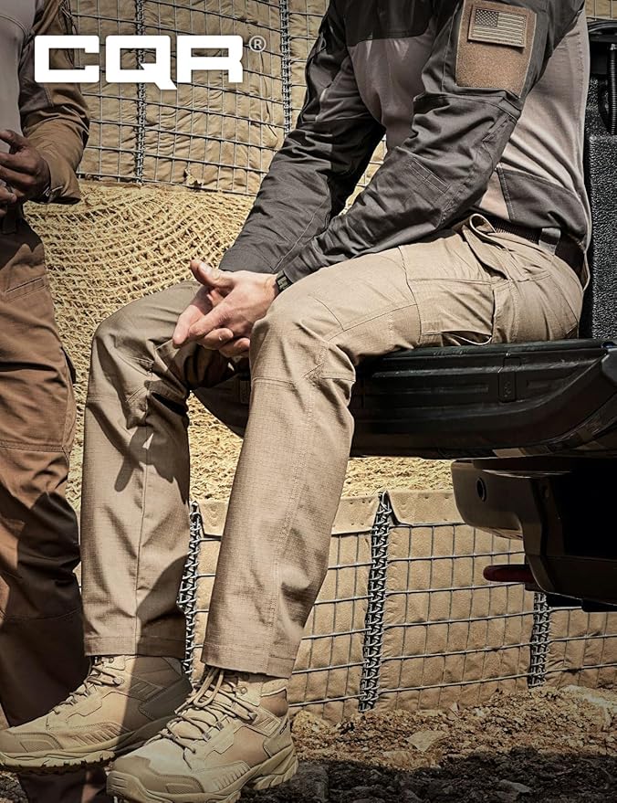 CQR Men's Tactical Pants, Water Resistant Ripstop Cargo Pants, Lightweight EDC Work Hiking Pants, Outdoor Apparel