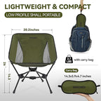 MARCHWAY Lightweight Folding Camping Chair, Portable Foldable Compact for Outdoor Camp, Travel, Beach, Picnic, Festival, Hiking, Backpacking, Supports 330Lbs (Green)