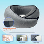 Travel Pillow | High-Density Memory Foam Pillow with 360° Surround Support. Ergonomically Designed. Ideal for Airplane Travel and Home Use.
