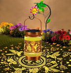 Hummingbird Solar Lanterns Outdoor Waterproof, Hanging Solar Lights Garden Lanterns with Shepherd Hook, Metal Garden Decor for Yard, Patio, Lawn, Landscape, Gifts for Women Mom Mothers Day
