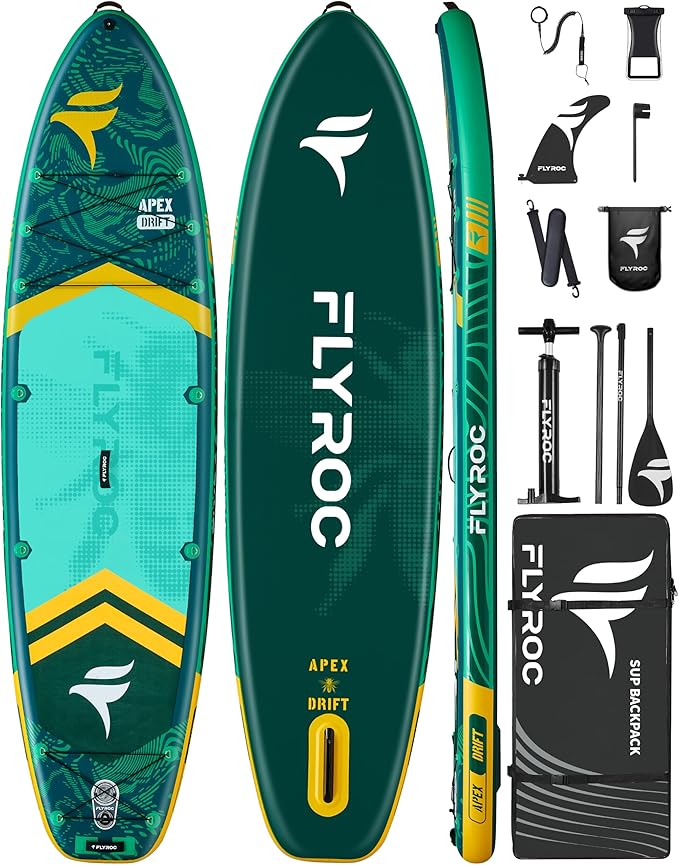 11'6x35'' Extra Wide Inflatable Paddle Board, 450lb Capacity Stand Up Paddle Board for Adults (x3), Stable Inflatable SUP, All Skill Levels, 3 Handles, 100L Backpack, 3PCS Paddle, 5L Dry Bag