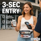 Packism Clear Fanny Pack Stadium Approved - 2-Pack Plus Size 35-51 inches Adjustable Strap Clear Belt Bag for Women Men Transparent Waist Bag for Concerts, Sporting Events, Black