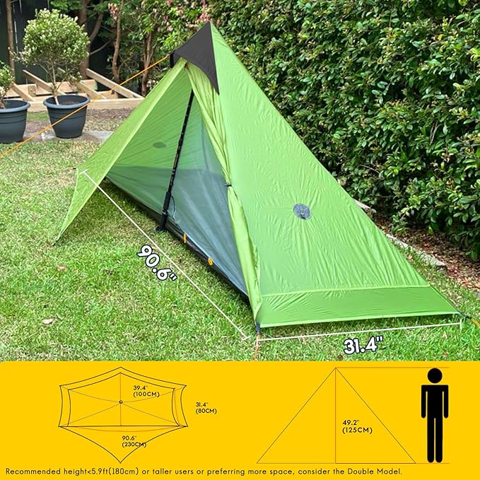 LANSHAN Ultralight Tent 3-Season Backpacking Tent for 1-Person or 2-Person Camping, Trekking, Kayaking, Climbing, Hiking