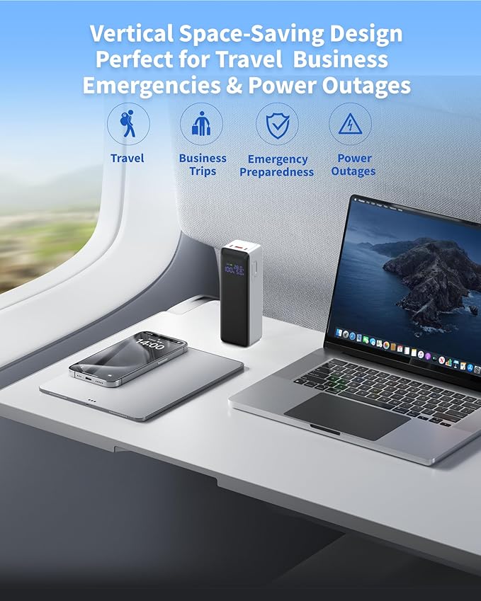 140W Power Bank,40,000mAh 3 USB-C-Port Laptop Portable Charger(148Wh), Digital Display,PD3.1 Fast Charging External Battery Pack Compatible with PC/iPhone 16/15/14/15 Series and More