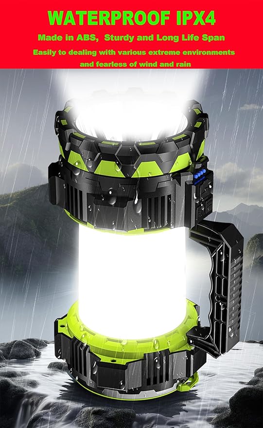 Big LED Searchlights Spotlight Lantern Flashlights, 22000LM 6 Modes Rechargeable Handheld Camping Hunting Lamp Portable Work Lights for Indoor Outdoor Emergency