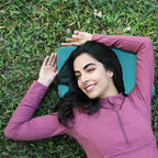 Memory Foam Travel Pillow, Camping Pillow for Sleeping with Portable Bag, Easy to Carry, Small Foam Pillows, Double-Layered Pillow Cover (Peacock Blue)