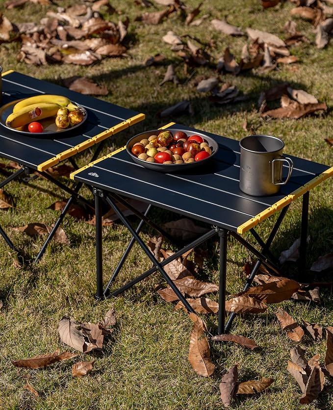 iClimb Ultralight Compact Camping Folding Table with Carry Bag (Reinforced Black - S)