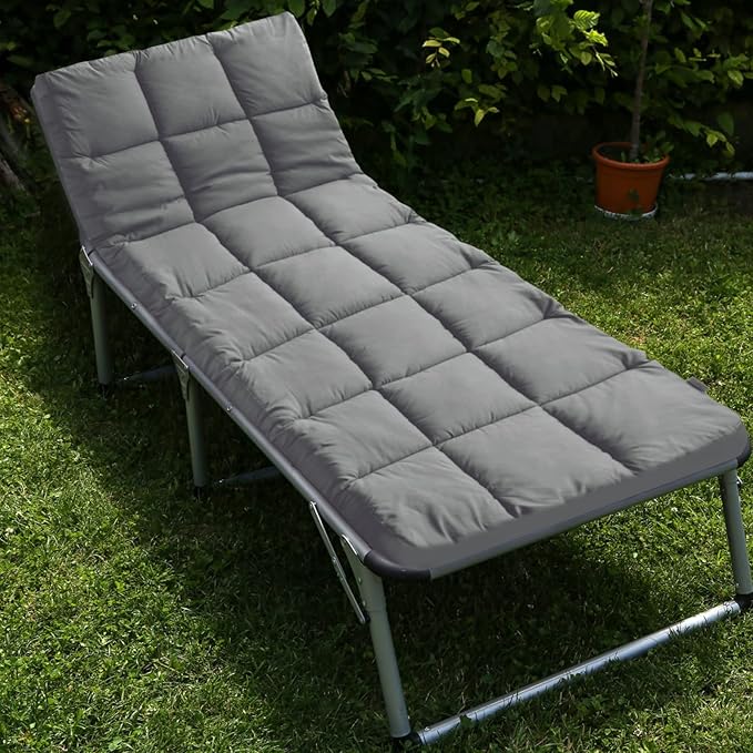 SPRINGSPIRIT Cot Mattress Topper (Improved Thickness), Foam Quilted Pads for Camping, Soft Comfortable Sleeping Cot Mattress Pad Only, Camping Pad 75"x30" for Camp Cot/Rv Bunk/Narrow Twin Beds, Navy