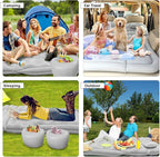 ISWEES Car Bed SUV Air Mattress, Car Air Mattress with Home Power Adapter, Electric Pump, 2 Inflatable Pillows and 2 Footrests for Back Seat, Side Seat,Trunk Sleeping, Thickened Camping Bed - Grey