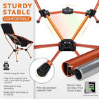 MARCHWAY Lightweight Folding High Back Camping Chair with Head Support, Stable Portable Compact for Outdoor Camp, Travel, Beach, Picnic, Festival, Hiking, Backpacking (Highback Orange)