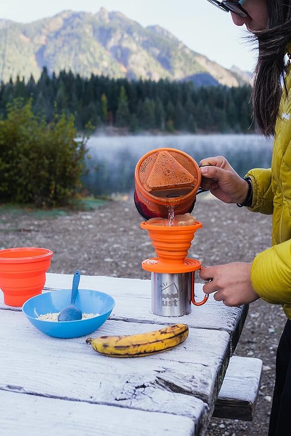 ust Collapsible Flexware Coffee Drip with Strong, Flexible, Compact, BPA Free Design and Lid Seal for Hiking, Backpacking, Camping and Outdoor Survival, Orange, One Size (20-CKT0019-09)