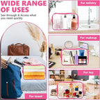AURUZA Clear Makeup Bag,Portable Travel Toiletry Bags with Zipper, TSA Approved Clear Organizer Bags, PVC Cosmetic Pouch for Airport Airline Compliant